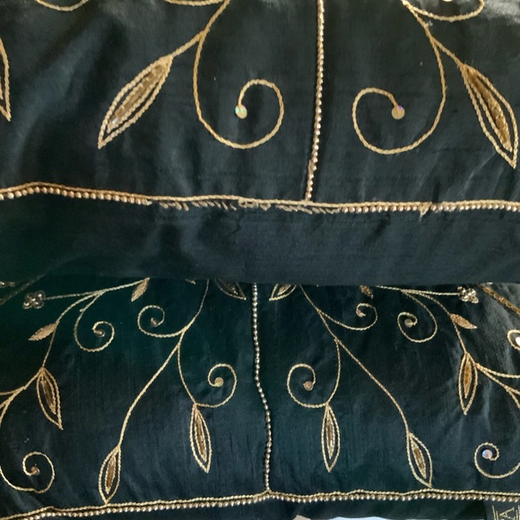 Bedding Black Jeweled Throw Pillows 7 X 17 Set 2